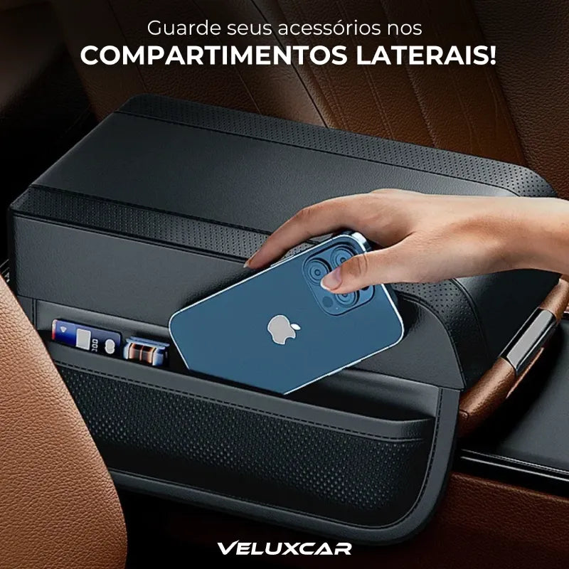 Apoio de Braço Em Couro com Porta Objetos Automotivo - VeluxLeather™