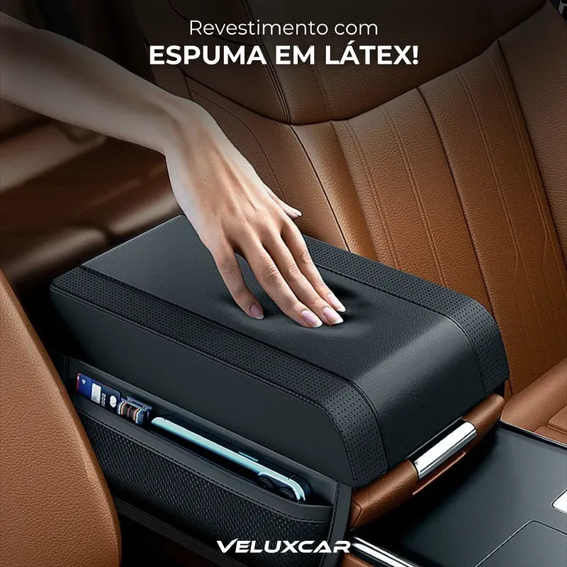 Apoio de Braço Em Couro com Porta Objetos Automotivo - VeluxLeather™